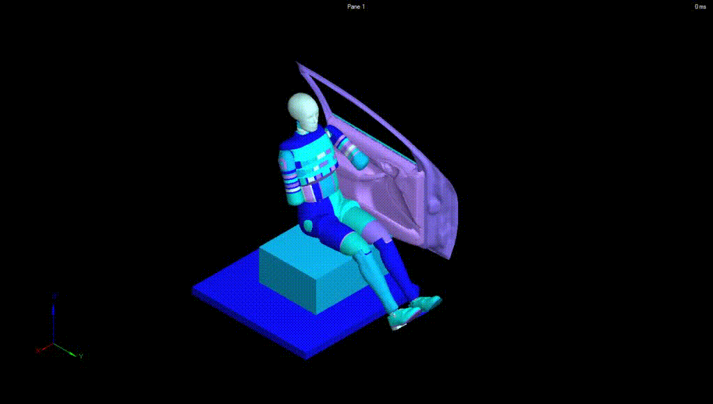 Side impact crash simulation animation