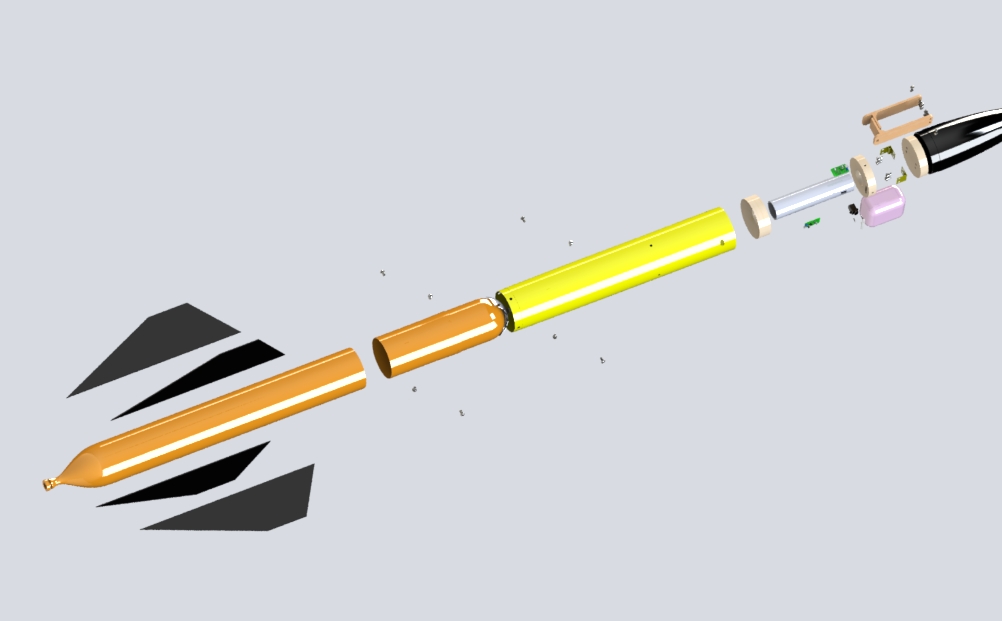 Exploded view of rocket components